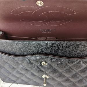 Chanel bag jumbo flap bag, caviar skin, black color classic timeless piece